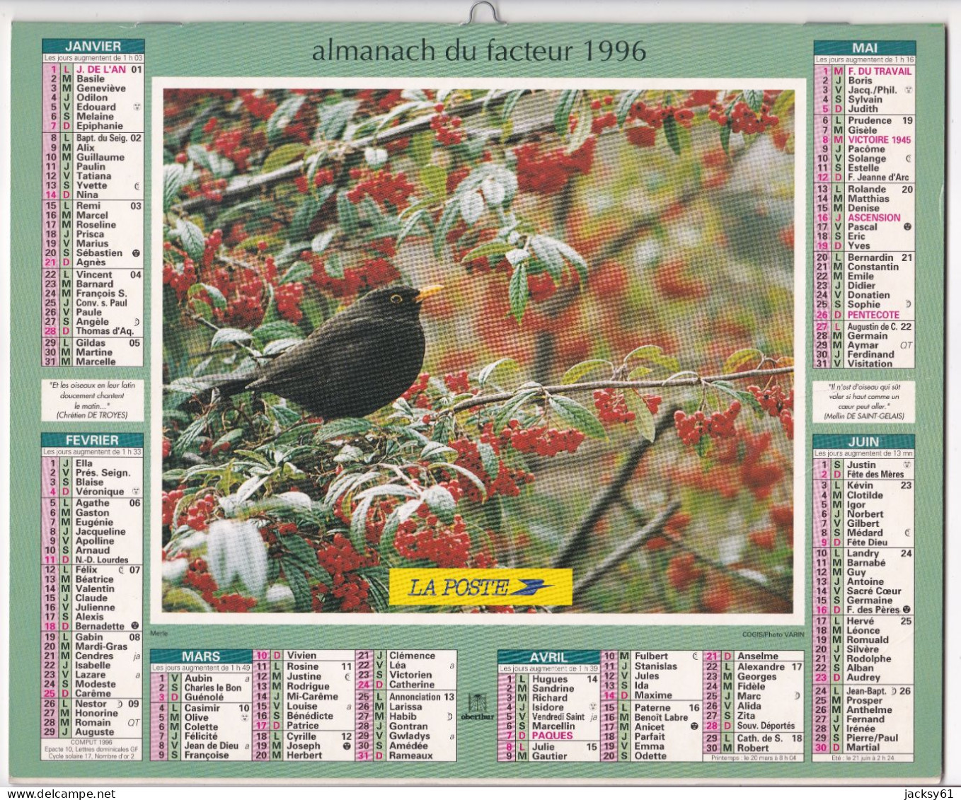 Almanach Du Facteur  1996 - Tamaño Grande : 1991-00