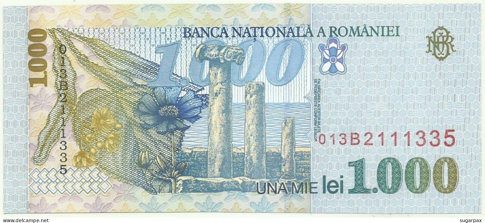 ROMANIA - 1.000 Lei - 1998 - Pick 106 - Unc. - Série 013B - Wmk: Large, Sloping BNR - 1000 - Roemenië