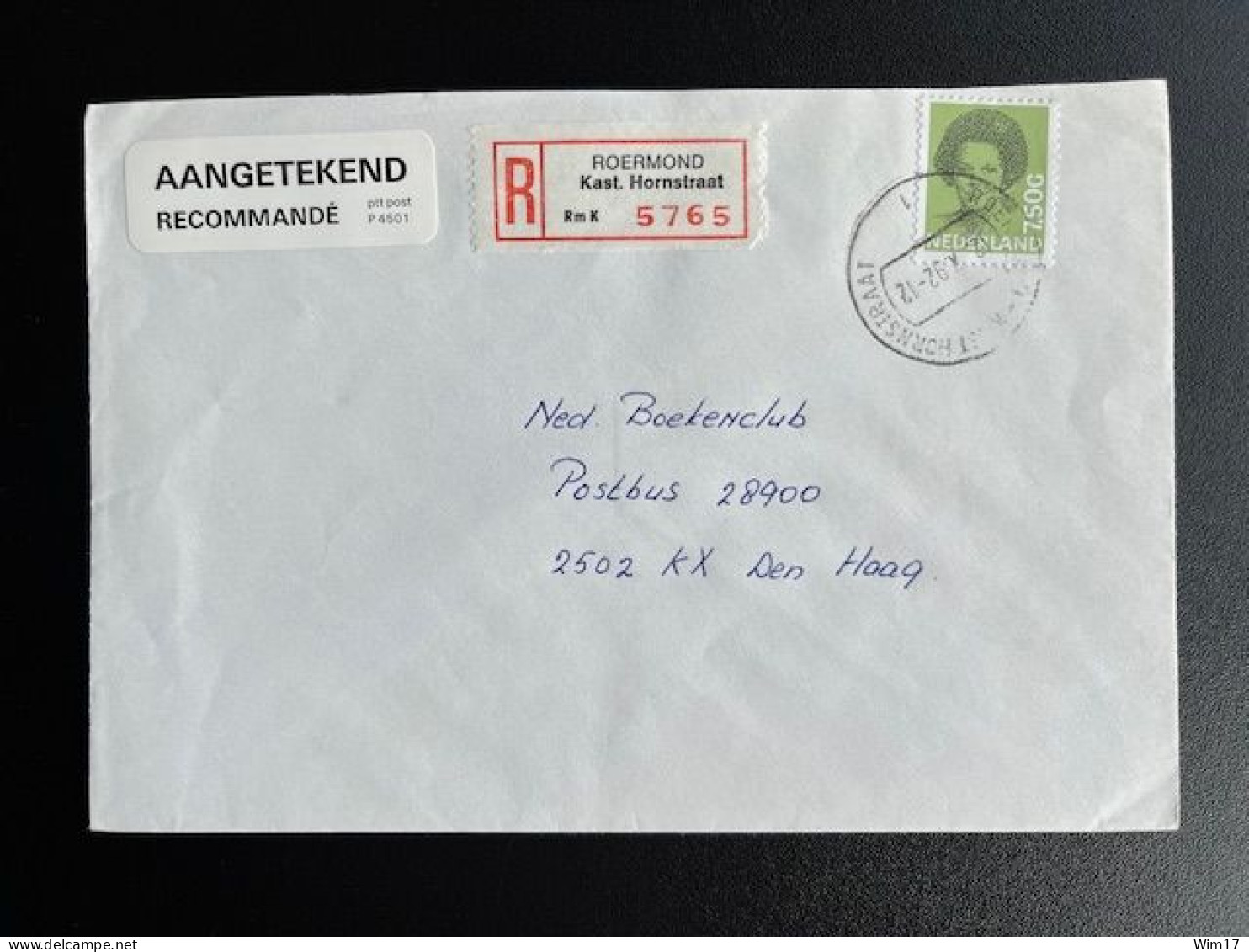 NETHERLANDS 1992 REGISTERED LETTER ROERMOND KAST. HORNSTRAAT TO 'S GRAVENHAGE 12-10-1992 NEDERLAND AANGETEKEND - Cartas & Documentos