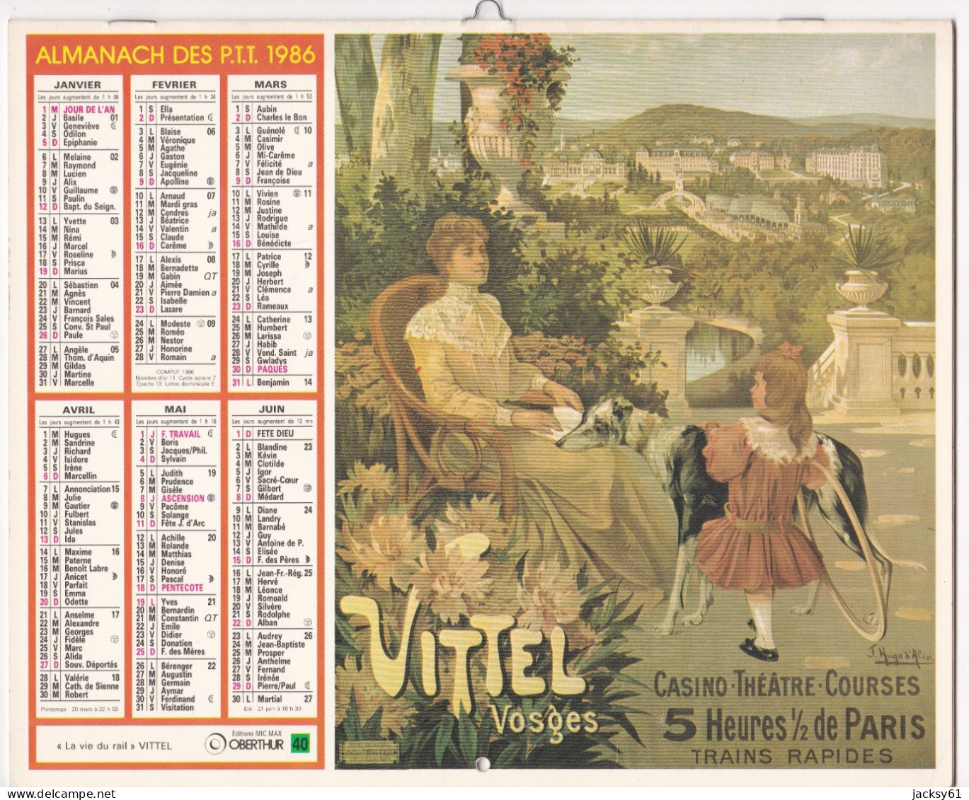 Almanach Des P.T.T.  1986 - "la Vie Du Rail" Vittel - "la Vie Du Rail" Armorique Plage - Grossformat : 1981-90