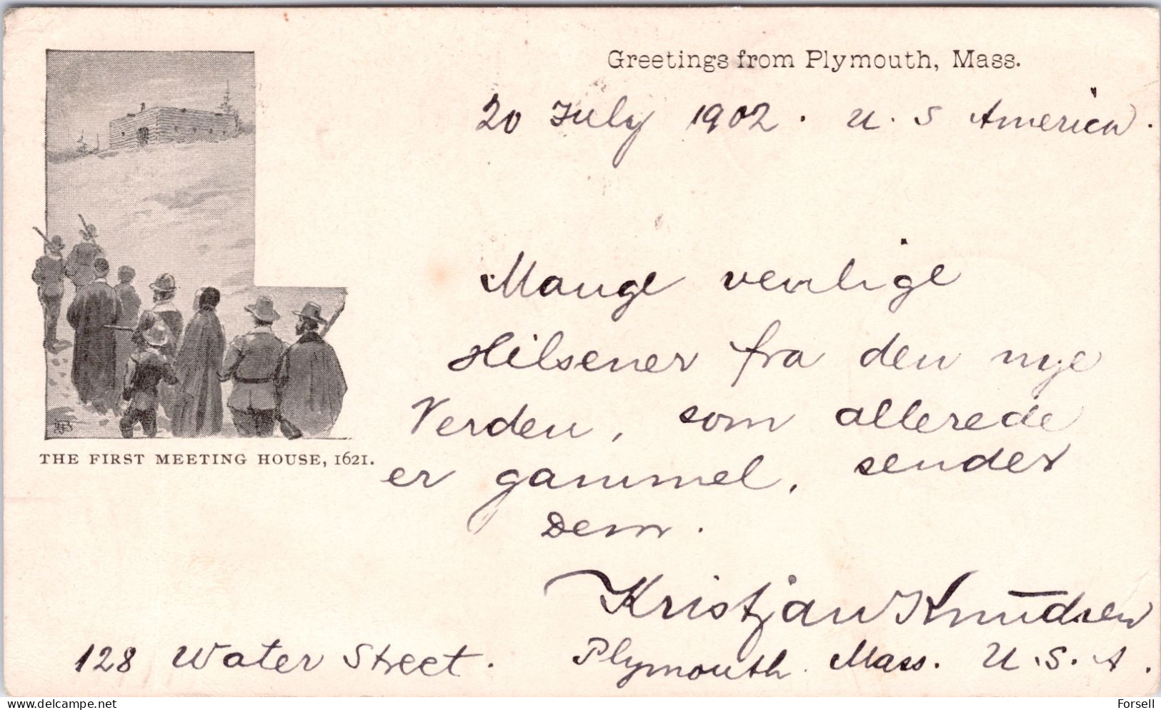 Greetings From Plymouth, Mass.  (sent To Sweden 1902) - Boston