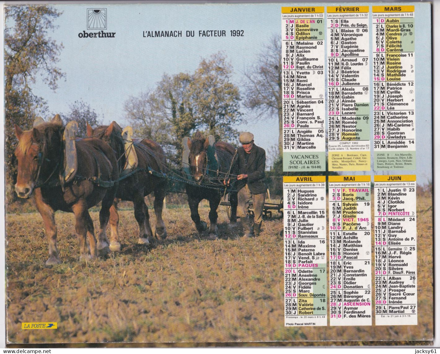 Almanach Du Facteur  1992 - Tamaño Grande : 1991-00
