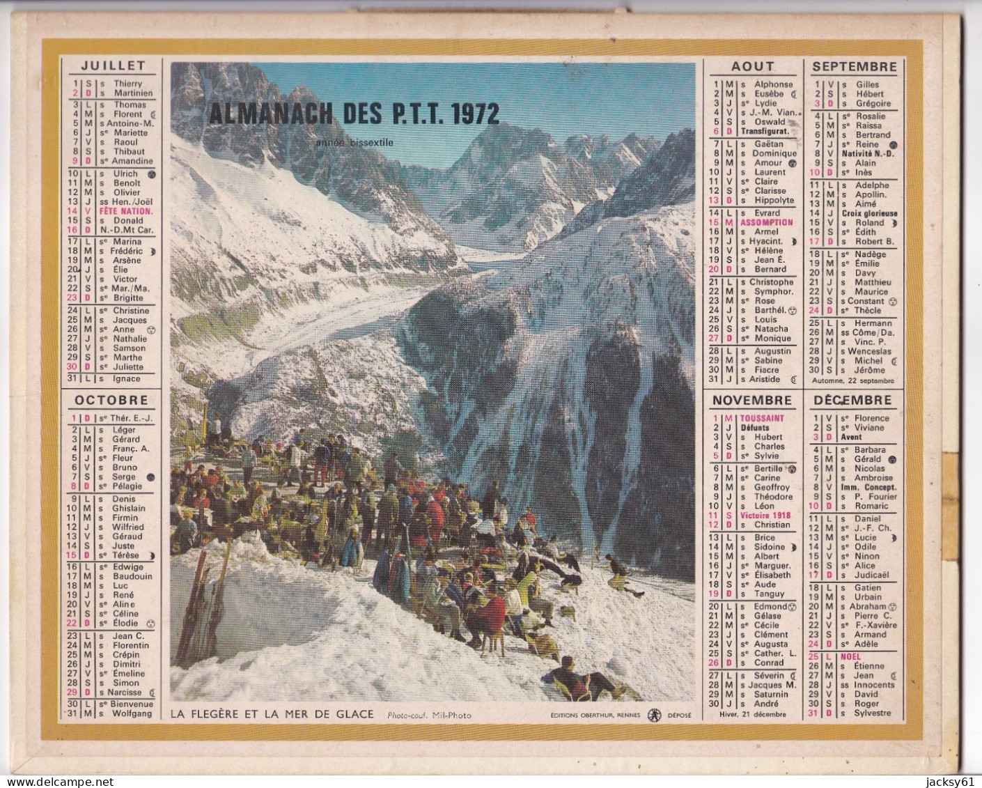 Almanach Des P.T.T  1972 - Bessans (savoie) - La Flegére Et La Mer De Glace - Grossformat : 1971-80