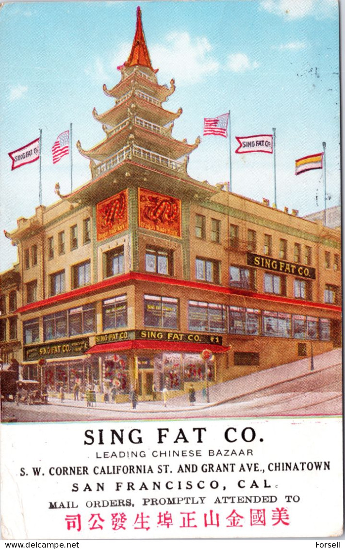 Sing Fat Co. , Leading Chinese Bazaar , San Fransisco (sent From Denmark To France 1928) - San Francisco