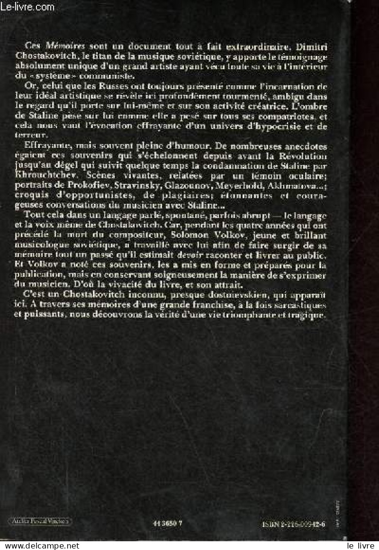 Témoignage - Les Mémoires De Dimitri Chostakovitch - Collection " Domaine Russe ". - Chostakovitch Dimitri - 1980 - Slawische Sprachen