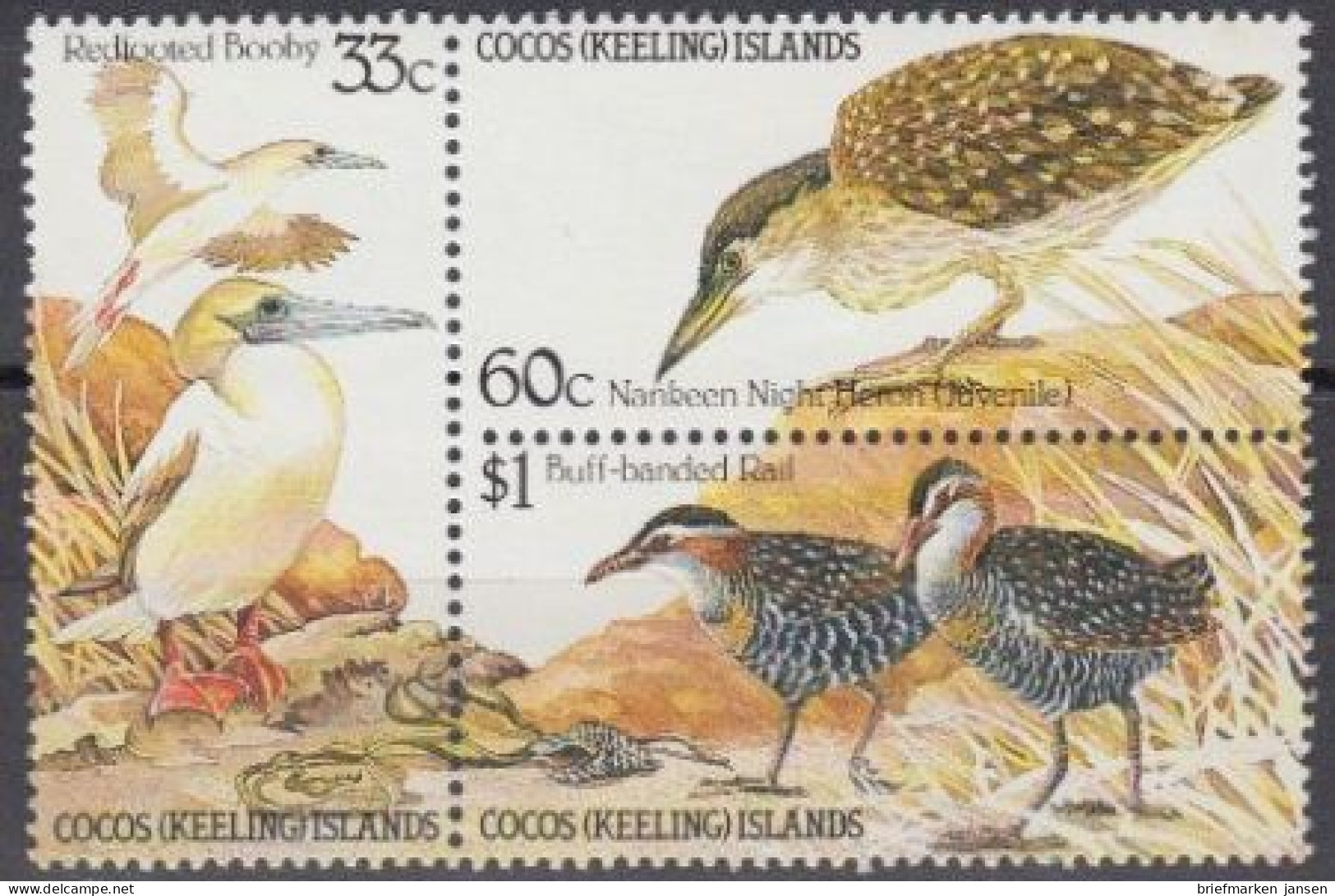 Kokos-Inseln Mi.Nr. Zdr.137-39 Vögel  - Cocos (Keeling) Islands