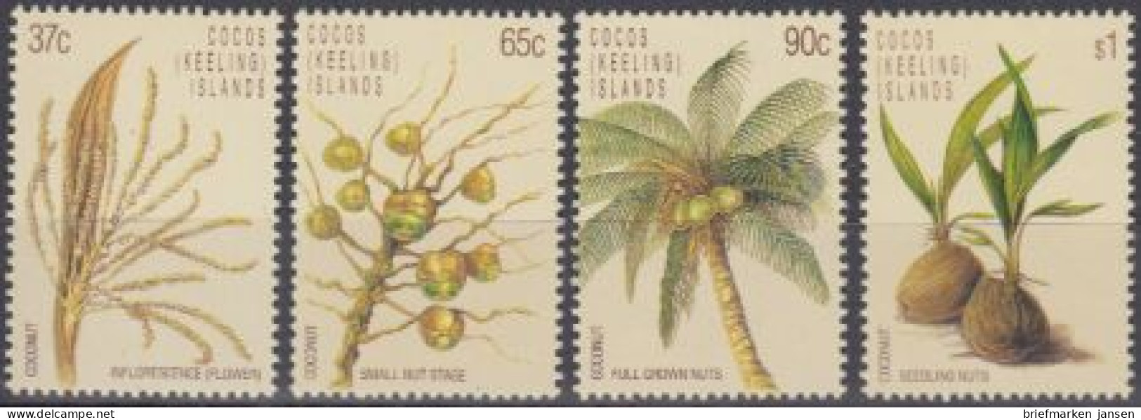 Kokos-Inseln Mi.Nr. 188-91 Kokosnuss Entwicklungsstadien (4 Werte) - Cocos (Keeling) Islands