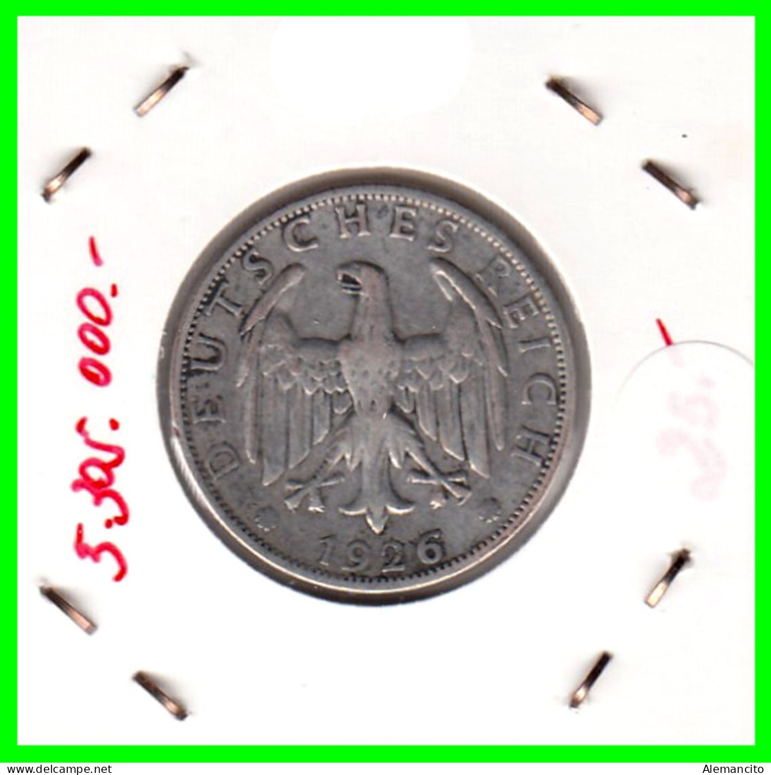 GERMANY REPÚBLICA DE WEIMAR 2 REICHSMARK ( 1926 CECA - G )  ( DEUTSCHES REICHSMARK KM # 45 ) - 2 Reichsmark