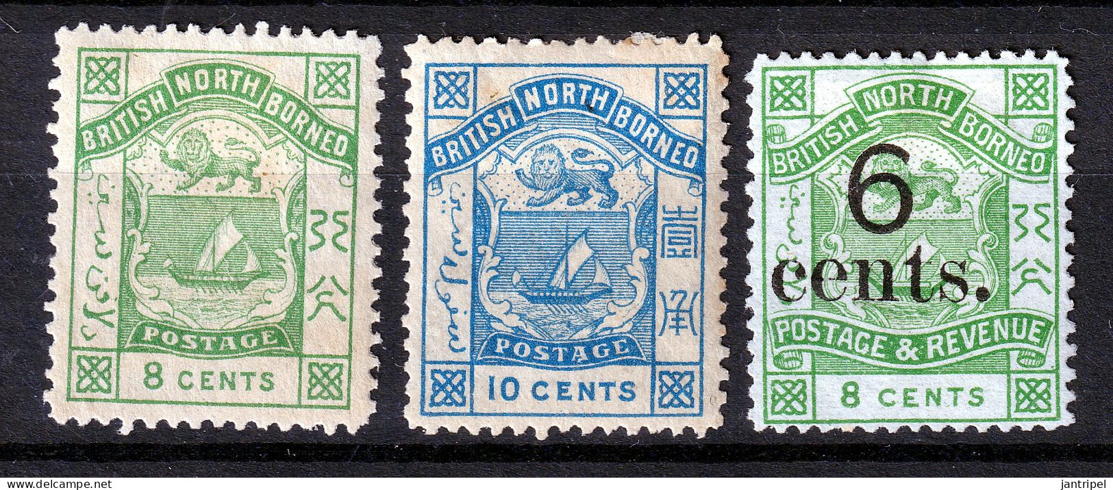 NORTH BORNEO  1886 8 & 10 C + 6 On 8 C  MH - Borneo Del Nord (...-1963)