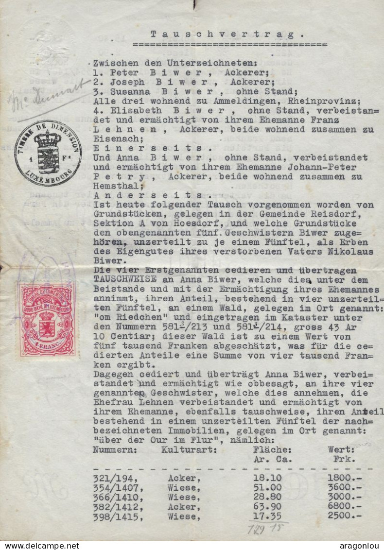 Luxembourg - Luxemburg -  Tauschvertag   Von Grundstücken   1938 - Luxembourg