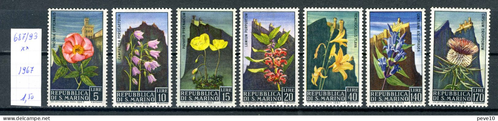 Saint Marin    N° 687/93 Xx    Fleurs - Unused Stamps