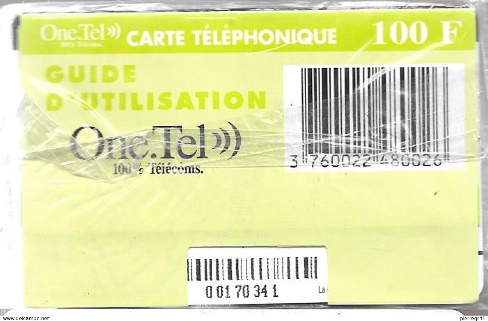 CARTE-PREPAYEE-100F-ONE.TEL-PARIS-PONT NEUF-NSB- TB E- - Andere & Zonder Classificatie