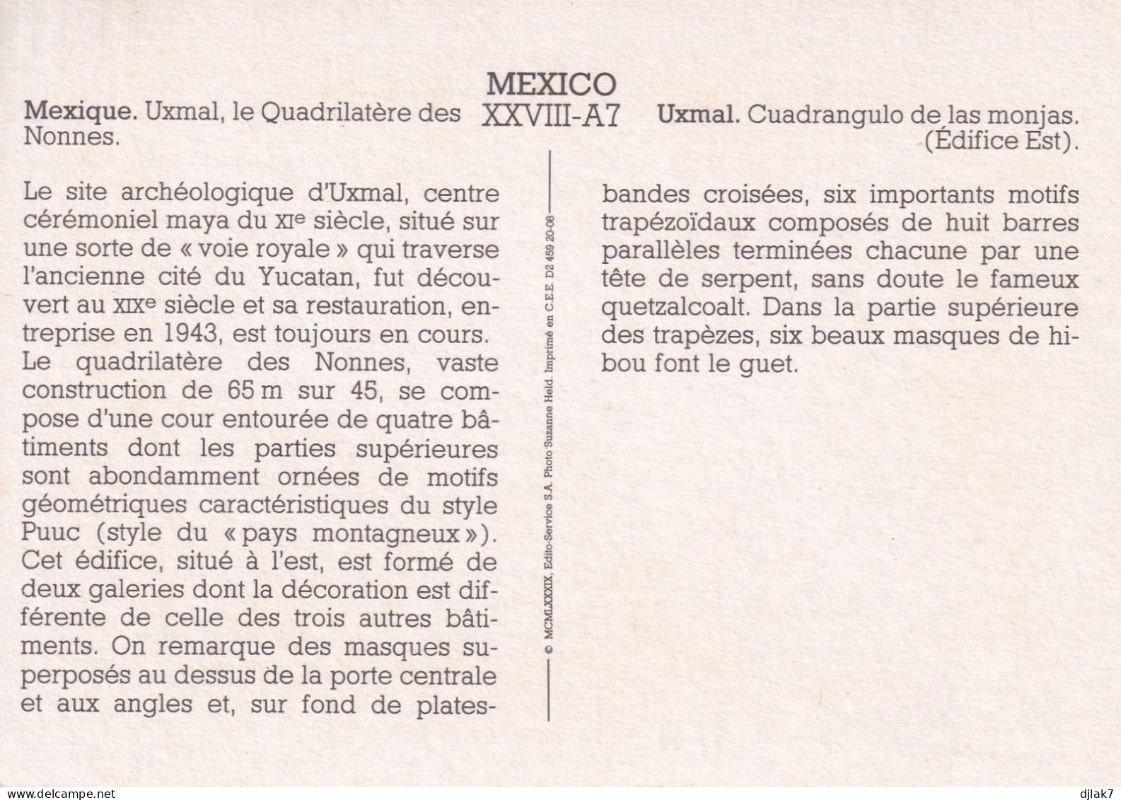 Mexique Uxmal Le Quadrilatère Des Nonnes - México