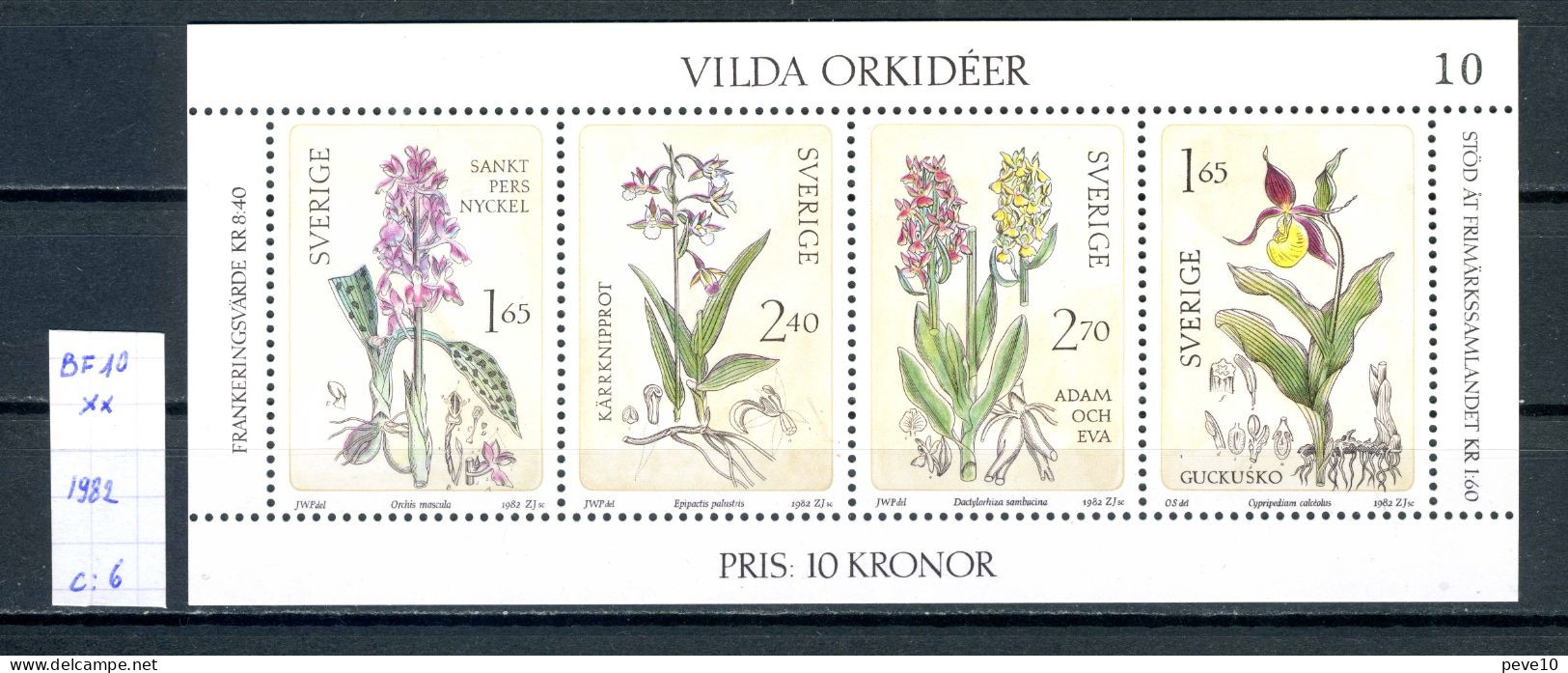 Suède  BF N° 10 Xx    Orchidées Sauvages - Blocks & Kleinbögen