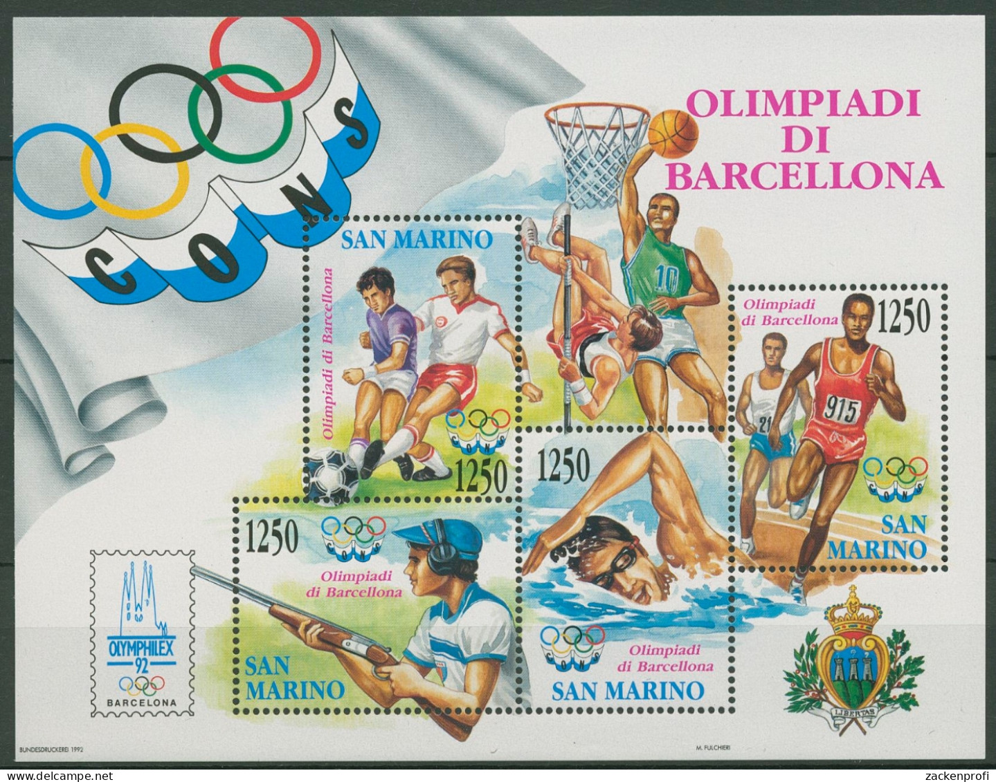 San Marino 1992 Olympia Barcelona Block 15 Postfrisch (C90441) - Blocs-feuillets