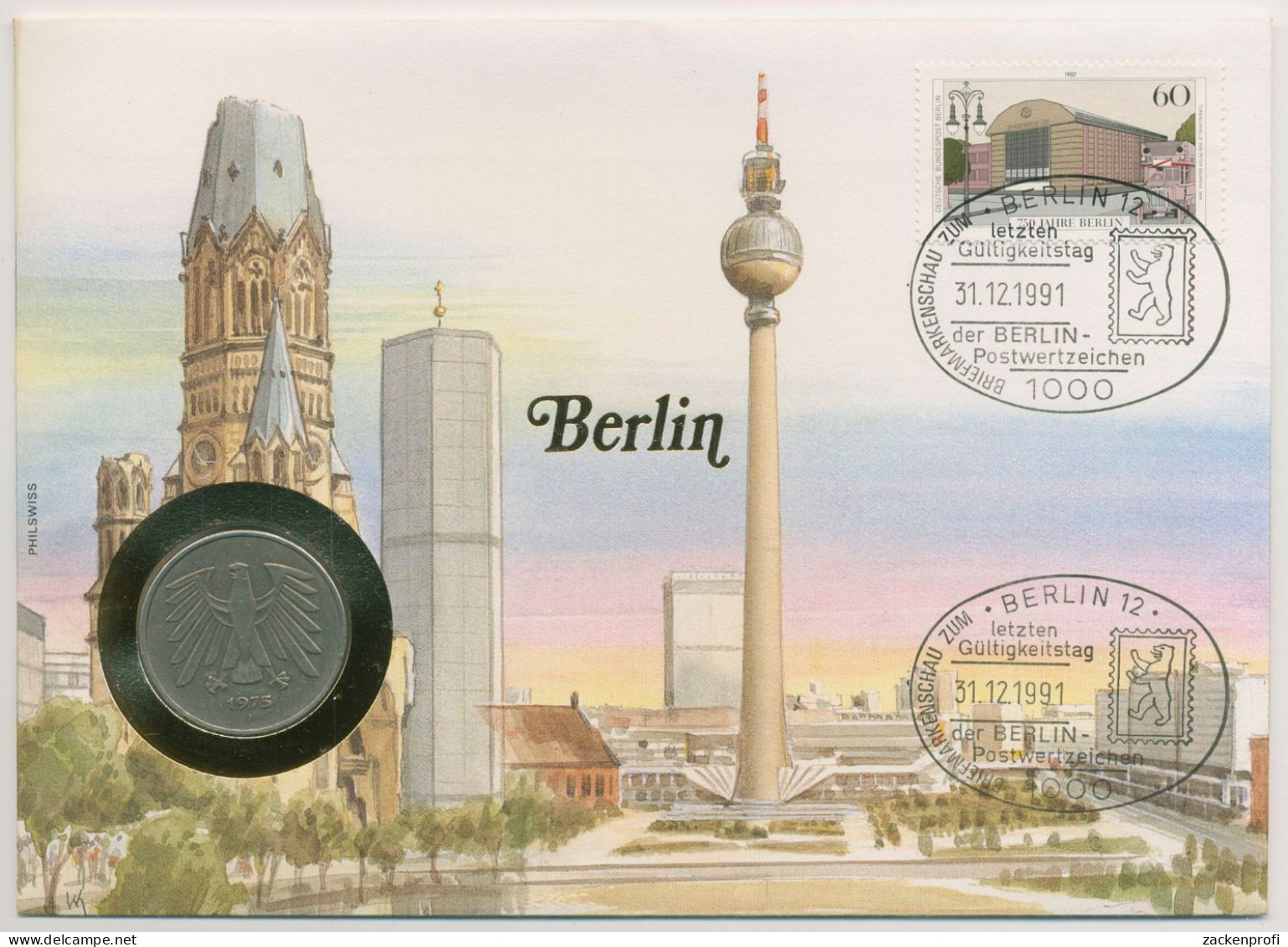 Berlin 1991 Stadt Berlin Numisbrief 5 DM (N717) - Lettres & Documents