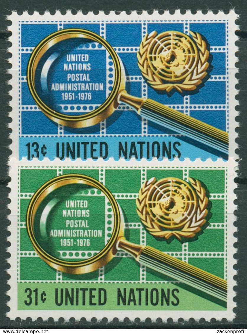 UNO New York 1976 Postverwaltung UNPA Lupe Briefmarken 299/00 Postfrisch - Nuovi