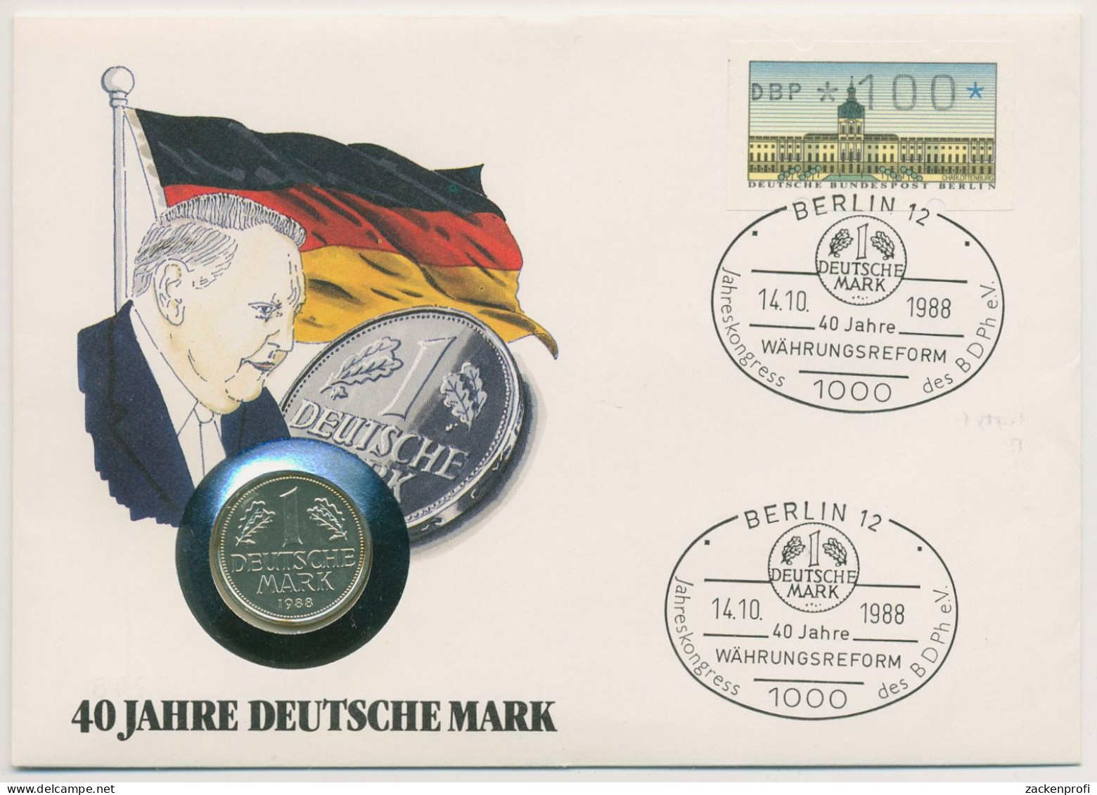 Berlin 1988 Deutsche Mark Numisbrief 1 DM Versilbert (N716) - Lettres & Documents