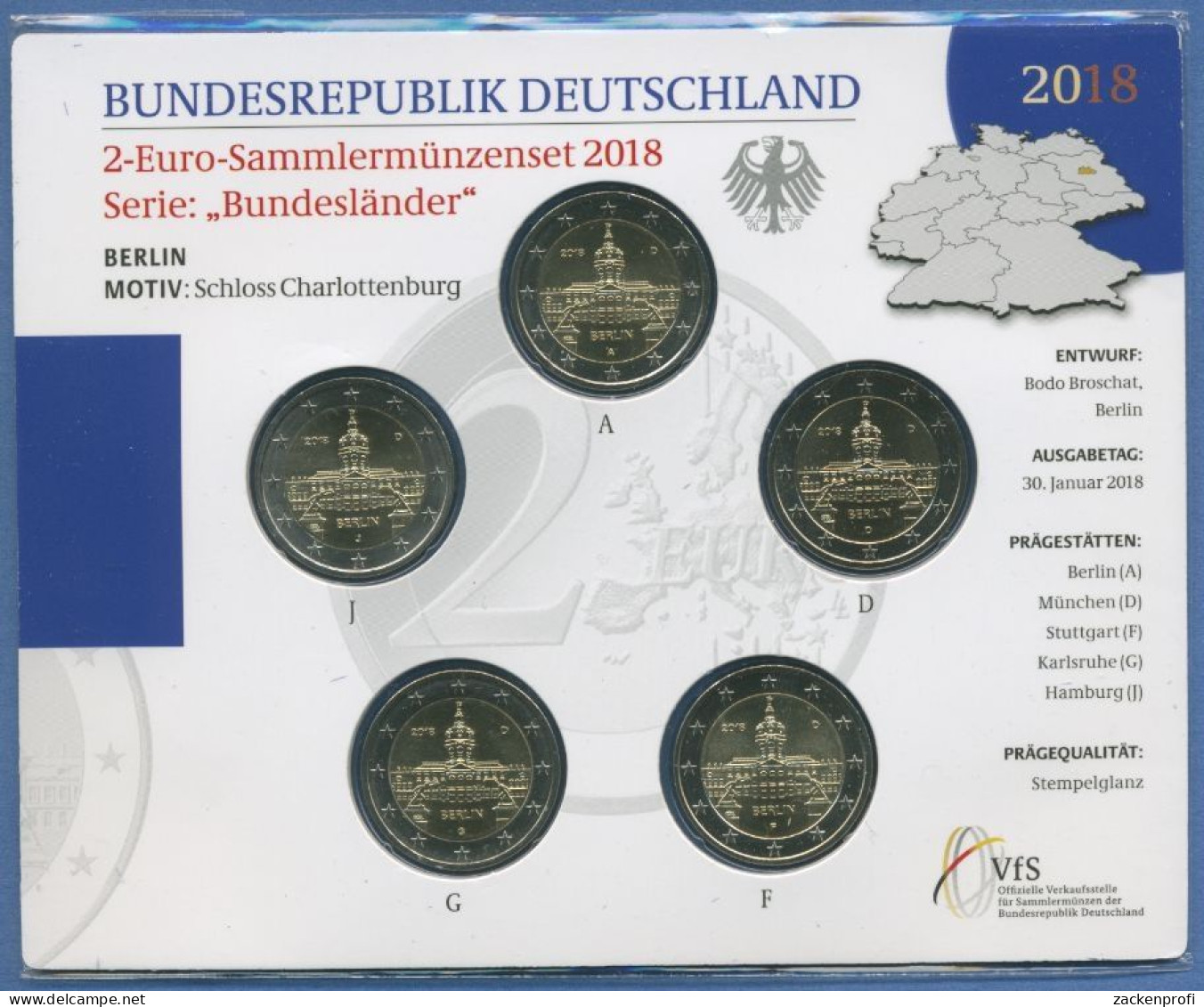 Deutschland 2 Euro 2018 Berlin Originalsatz St OVP (m1710) - Germania