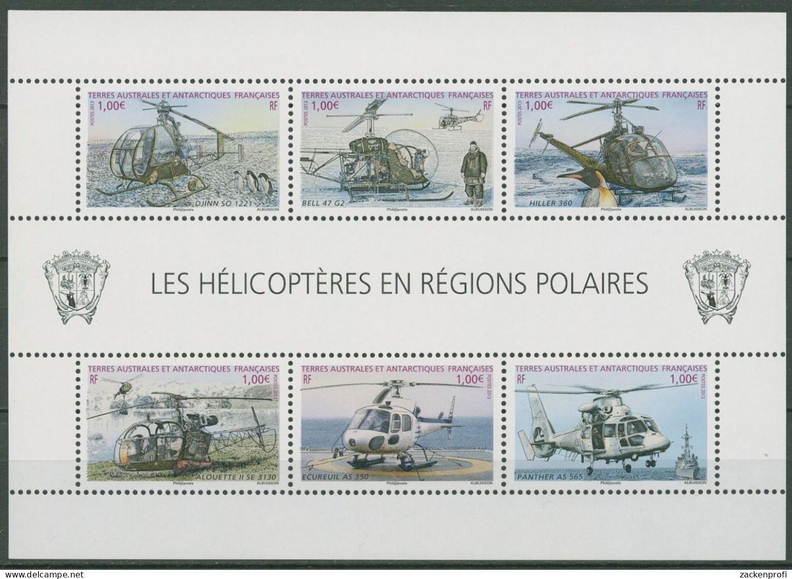 Franz. Antarktis 2013 Helikopter In Der Polarregion Block 34 Postfrisch (C40433) - Blocks & Kleinbögen