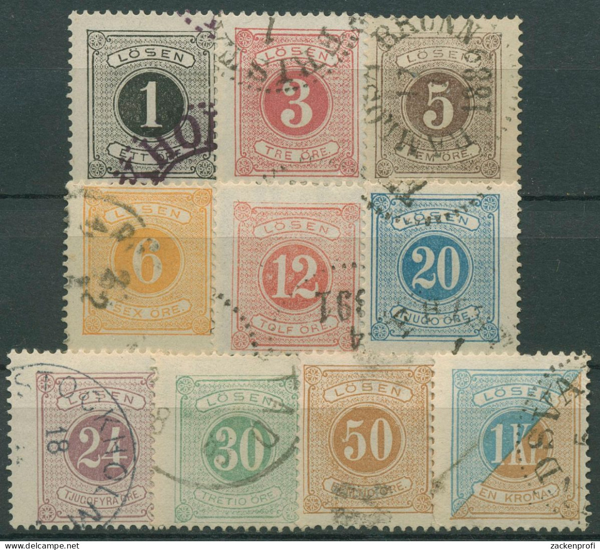 Schweden 1877 Portomarken Ziffernzeichnung Inschrift LÖSEN P 1/10 B Gestempelt - Postage Due