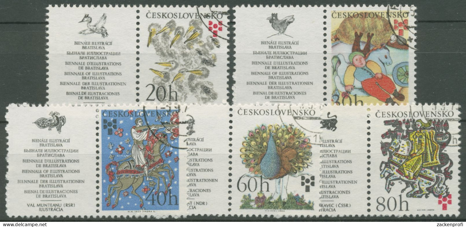Tschechoslowakei 1975 Kinderbuchillustrationen 2267/71 ZF Gestempelt - Oblitérés