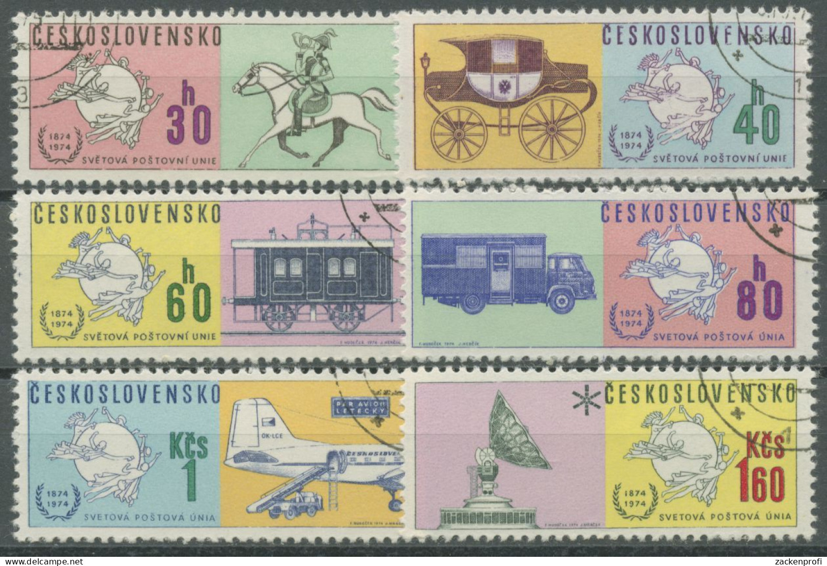 Tschechoslowakei 1974 Weltpostverein UPU Postbeförderung 2222/27 Gestempelt - Used Stamps