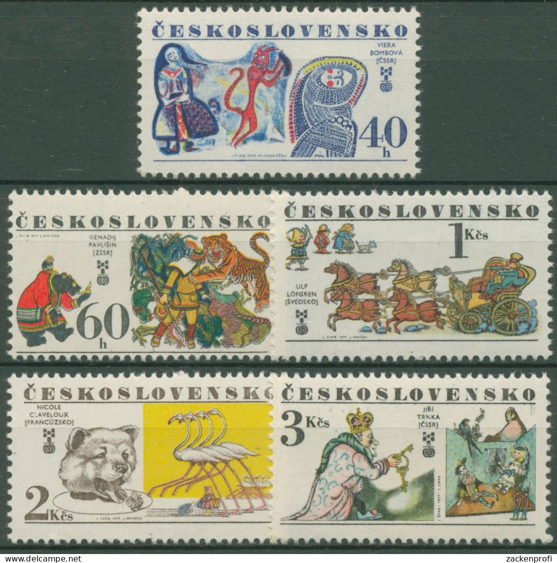 Tschechoslowakei 1977 Kinderbuchillustrationen 2391/95 Postfrisch - Unused Stamps