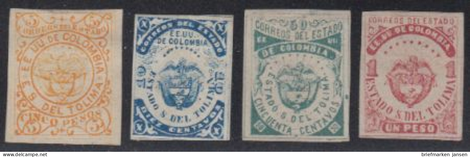 Kolumbien (Tolima) Mi.Nr. 3-6 Freim. Wappen Und Kondor (4 Werte) - Colombia