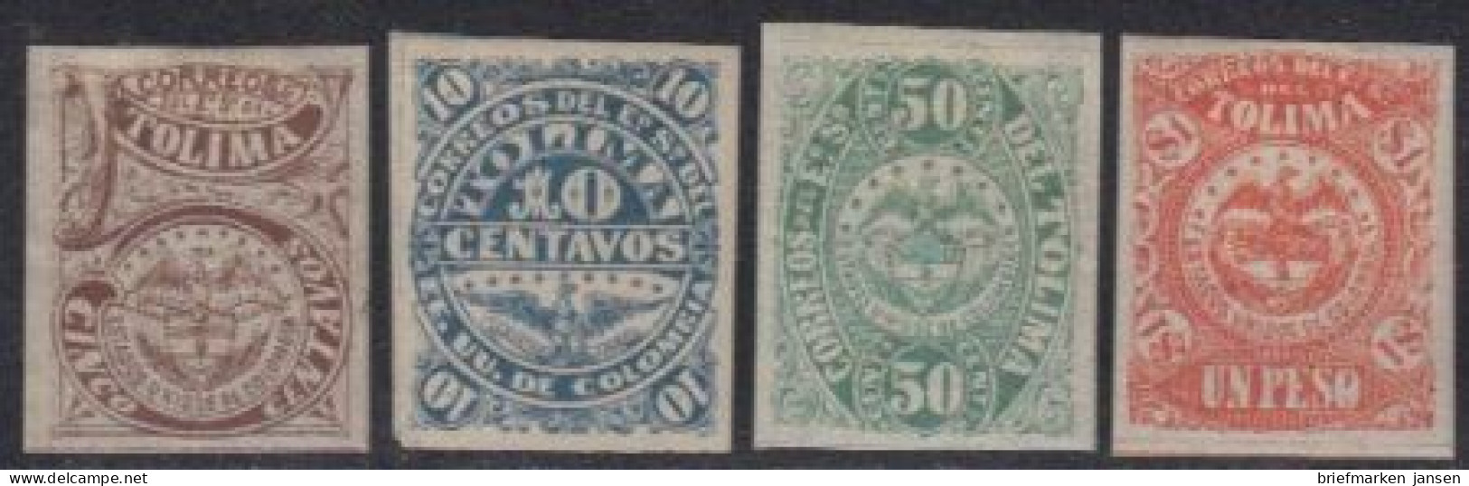 Kolumbien (Tolima) Mi.Nr. 7-10y Freim. Wappen (4 Werte) - Colombia