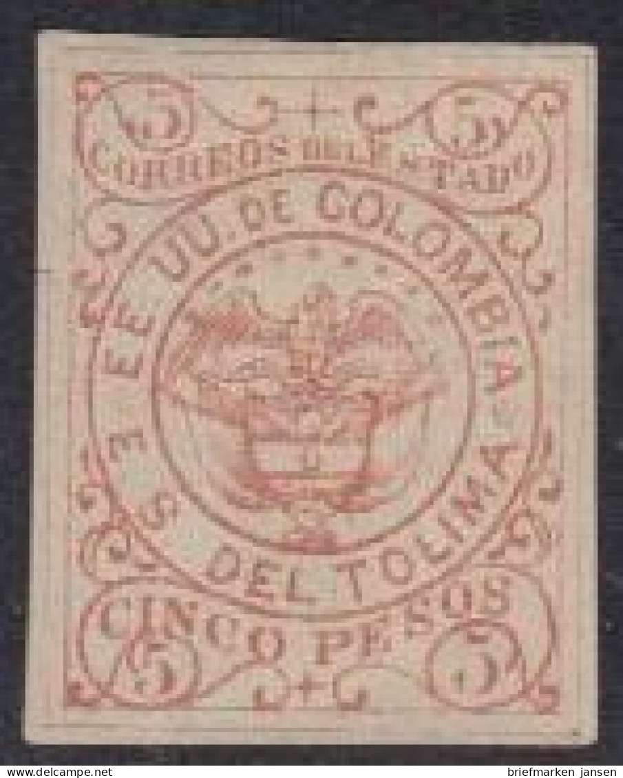 Kolumbien (Tolima) Mi.Nr. 3a Freim. Wappen Und Kondor, Rötlichbraun (5) - Colombia