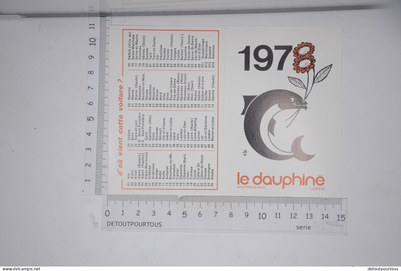 Mini Calendrier 1978 Journal LE DAUPHINE LIBERE Quotidien Du Sud Est / Illustration JB Poisson - Small : 1971-80