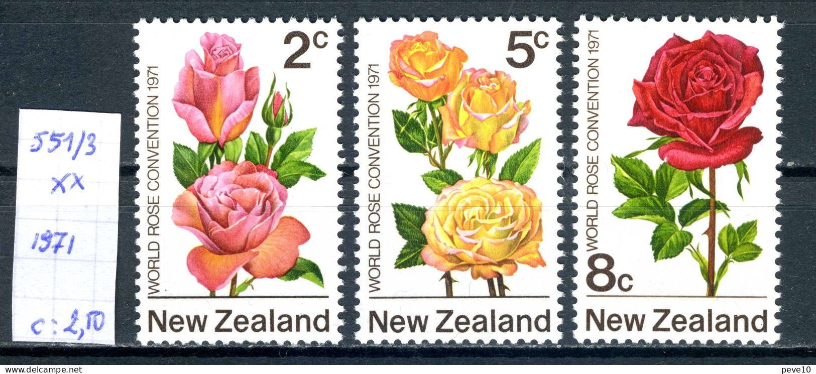 Nouvelle- Zélande  N° 551/3 Xx   Roses - Unused Stamps