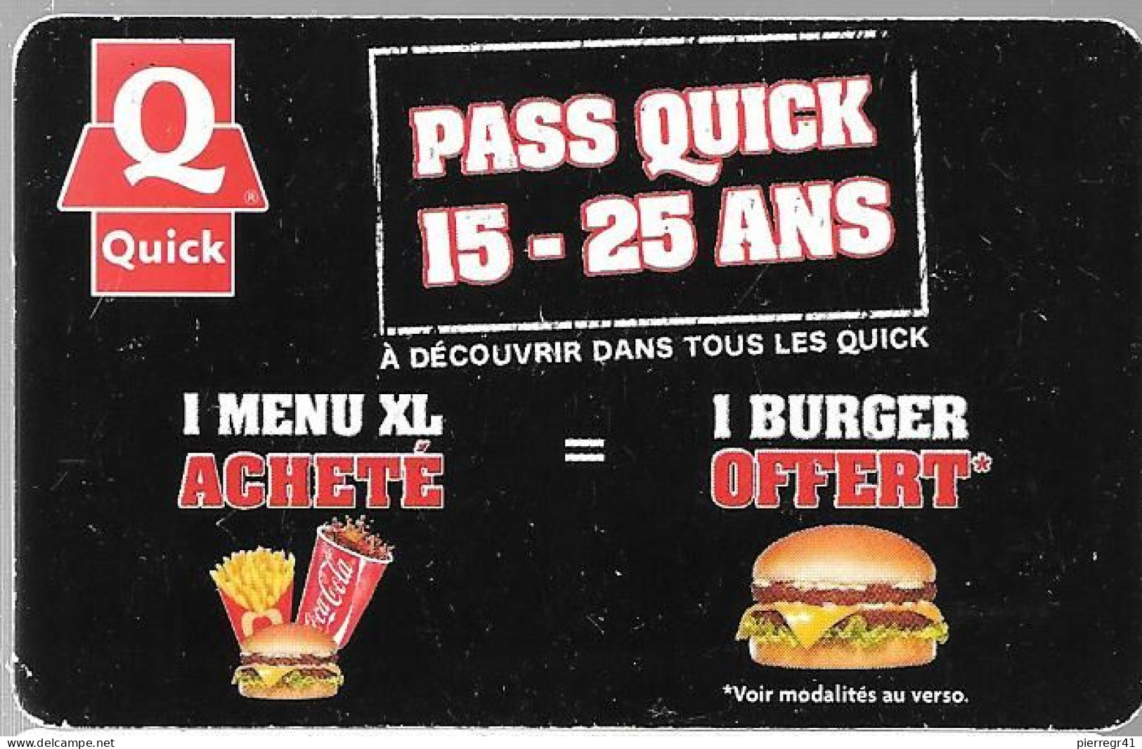 CARTE-FIDELITE-2012-PASS QUICK-15-25 ANS-BE/RARE - Cadeaubonnen En Spaarkaarten