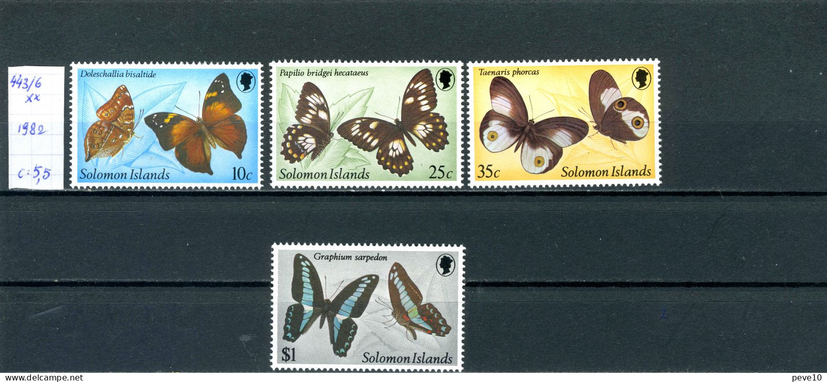 Salomon   N°443/6 Xx   Papillons - Islas Salomón (1978-...)