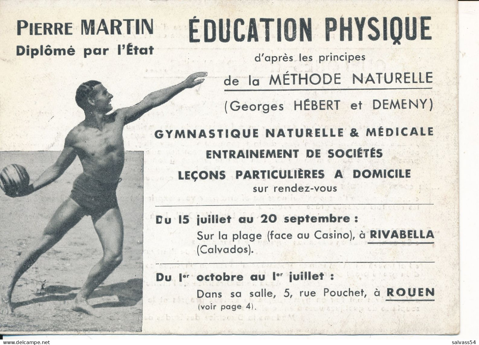 DEPLIANT PUBLICITAIRE 4 VOLETS - SPORT EDUCATION PHYSIQUE - Pierre Martin - ROUEN - Pubblicitari