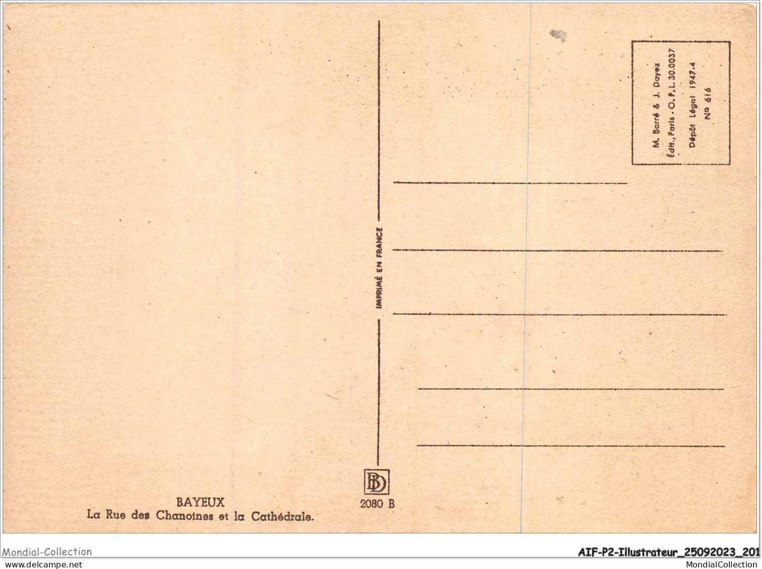 AIFP2-ILLUSTRATEUR-0230 - BARDAY - BAYEUX - La Rue Des Chamoines Et La Cathédrale  - Barday