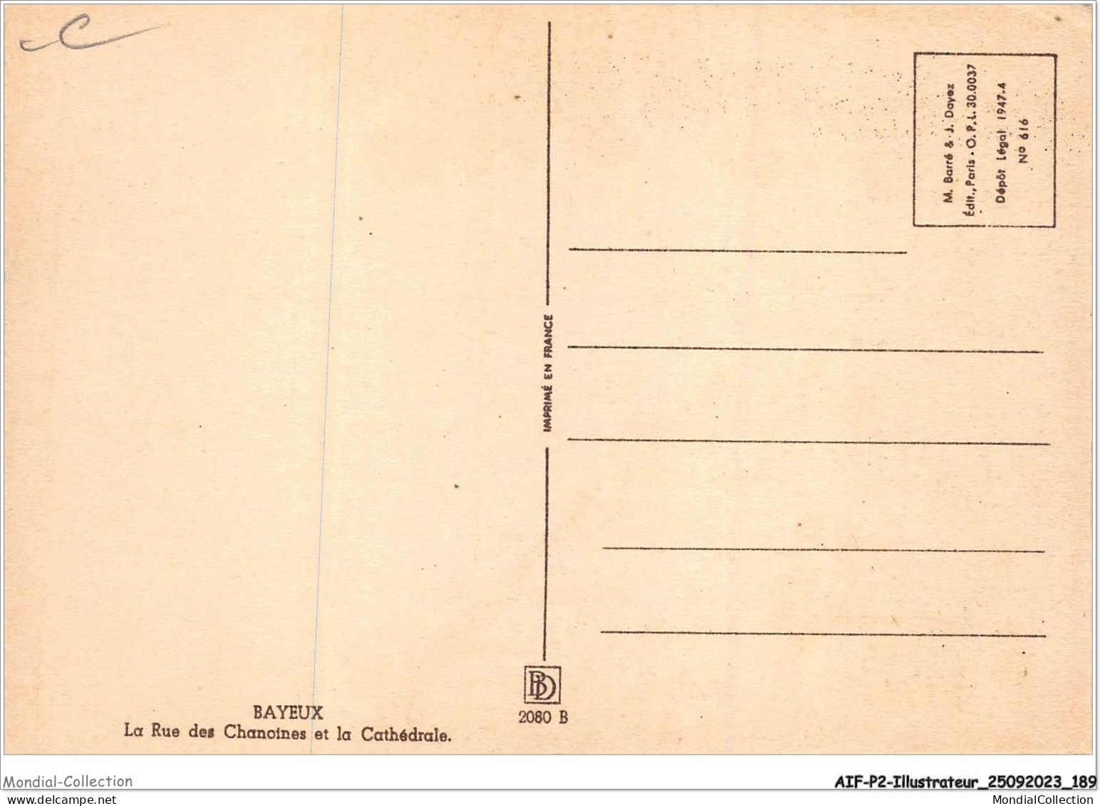 AIFP2-ILLUSTRATEUR-0224 - BARDAY - BAYEUX - La Rue Des Chamoines Et La Cathédrale  - Barday