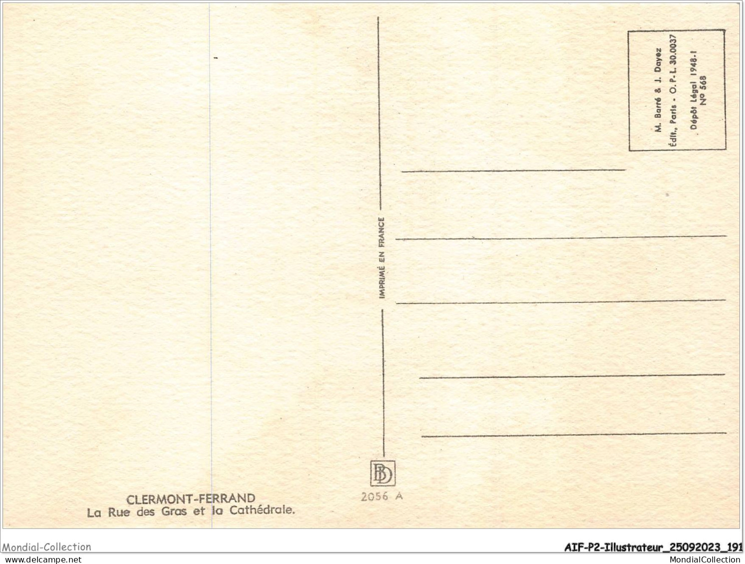 AIFP2-ILLUSTRATEUR-0225 - BARDAY - CLERMONT-FERRAND - La Rue Des Gras Et La Cathédrale  - Barday