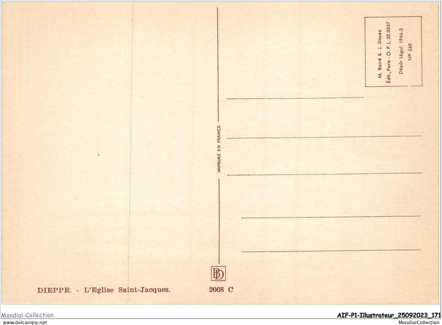 AIFP1-ILLUSTRATEUR-0085 - BARDAY -DIEPPE - L'église Saint-jacques  - Barday