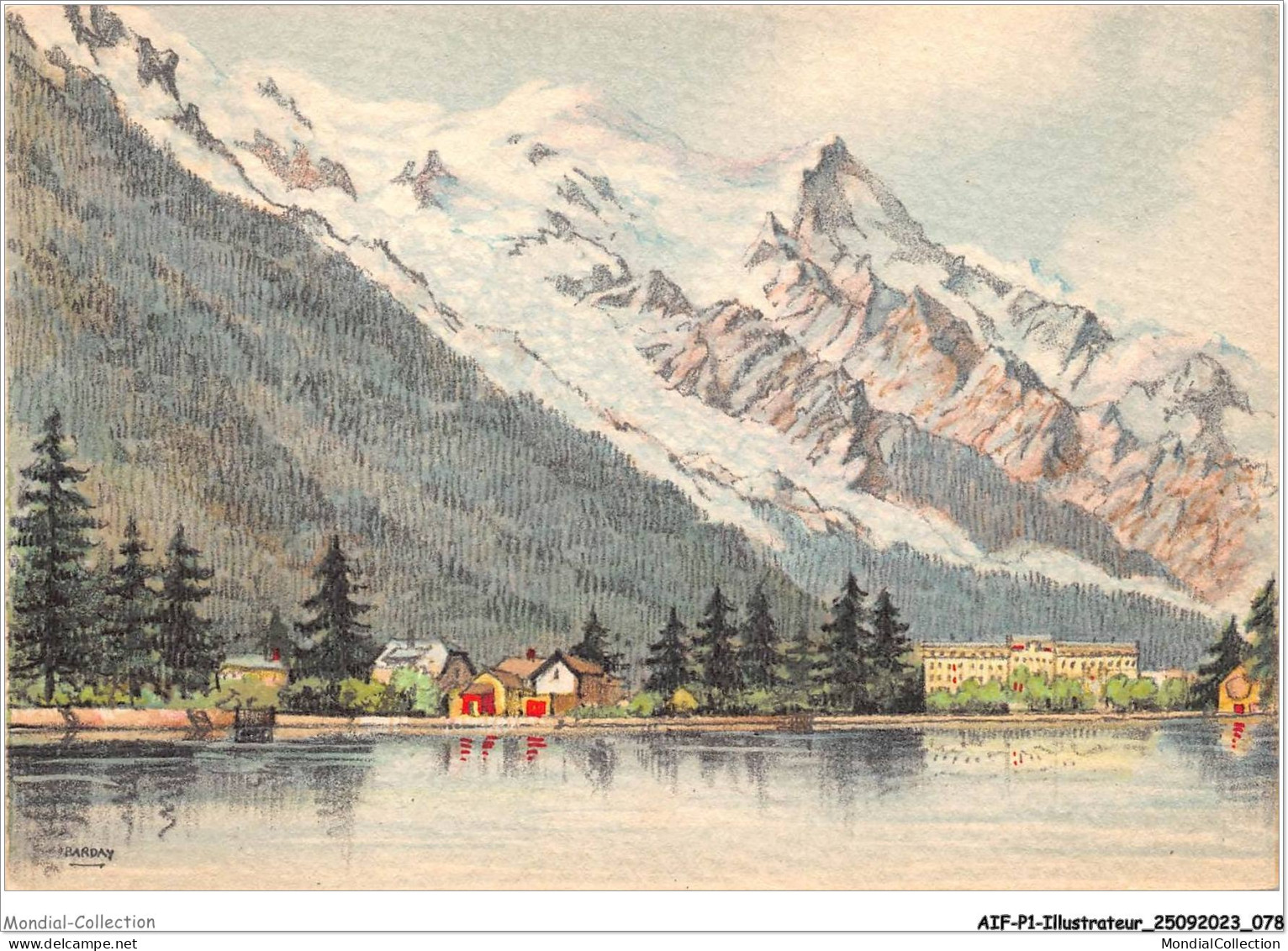 AIFP1-ILLUSTRATEUR-0040 - BARDAY - CHAMONIX - Le Lac Et Le Mont-blanc  - Barday