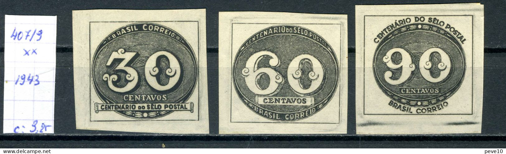 Brésil     N° 407/9 Xx   Centenaire Des Timbres Du Brésil - Unused Stamps