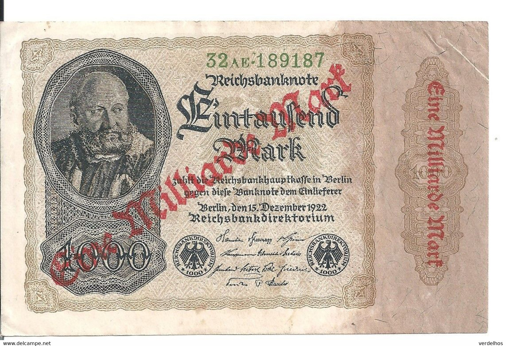 ALLEMAGNE 1 MLLIARDE MARK 1922 VF+ P 113 - 1 Milliarde Mark