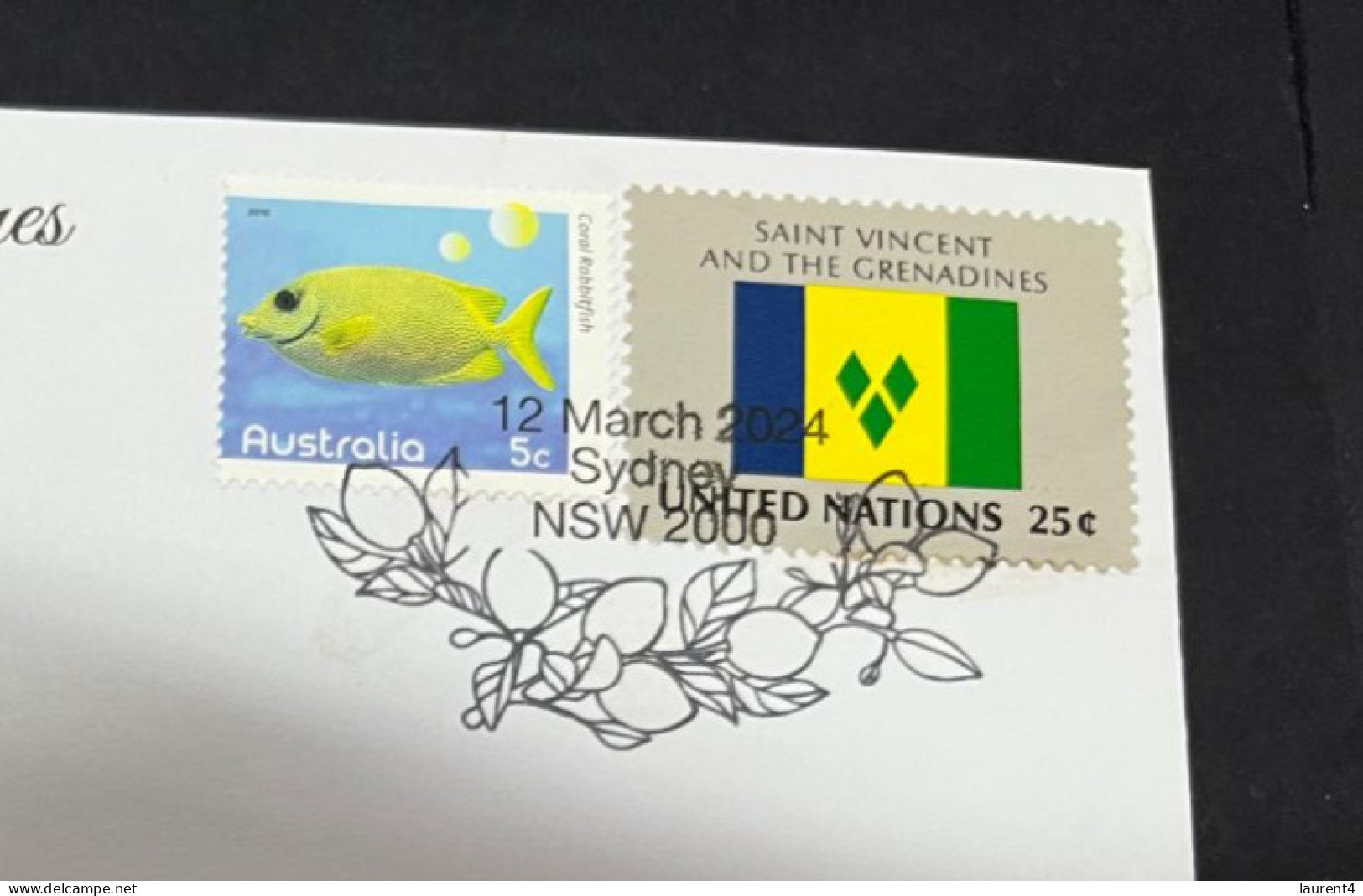 12-3-2024 (2 Y 47) COVID-19 4th Anniversary - St Vincent & Grenadines - 12 March 2024 (with UN Flag Stamp) - Disease