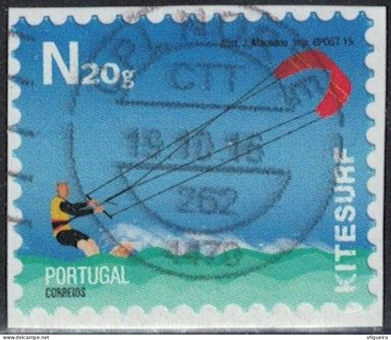 Portugal 2015 Oblitéré Sur Fragment Used Sports Extrêmes Kitesurf Y&T PT 3981 - Gebraucht