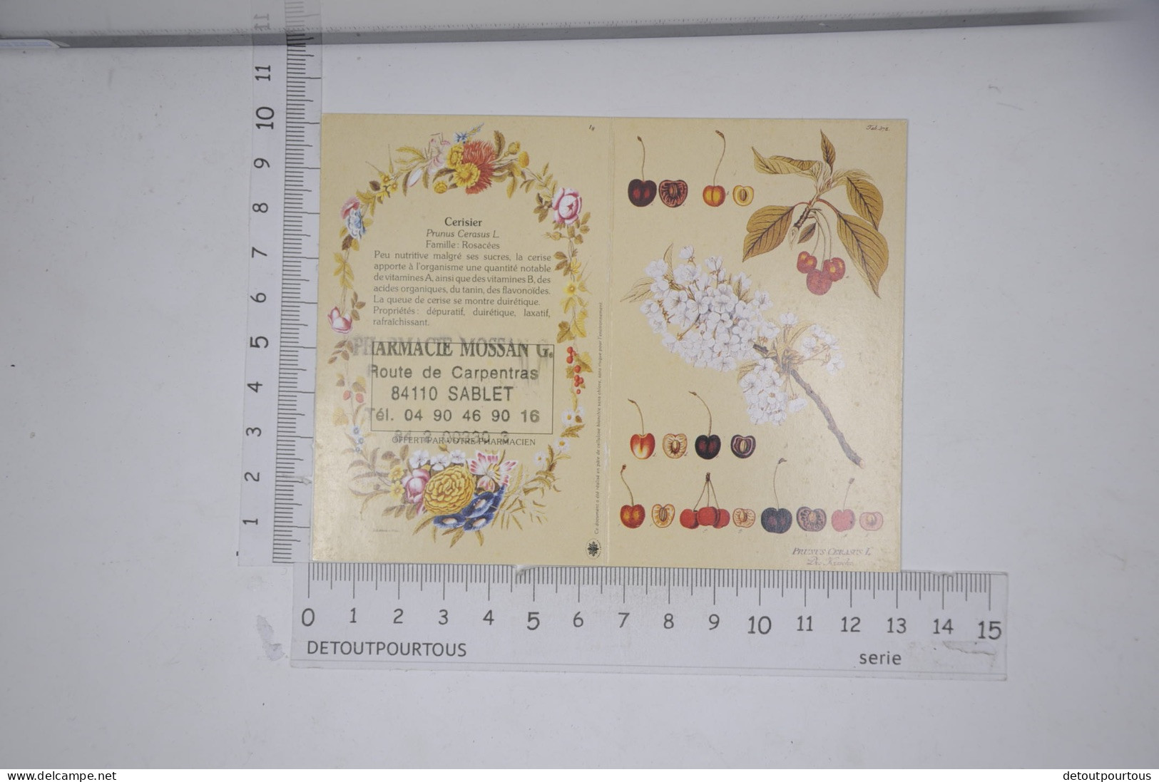 Mini Calendrier 1997 Laboratoires Paul Hartmann Pharmacie MOSSAN 84110 Sablet / Illustration Cérise Prunus Cerasus - Small : 1981-90