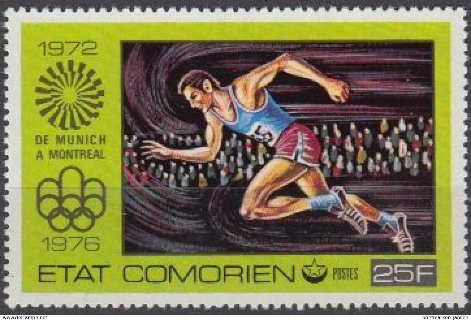 Komoren Mi.Nr. 276A Olympiade 1976 Montreal, Sprint 1976, Gez. (25) - Comores (1975-...)