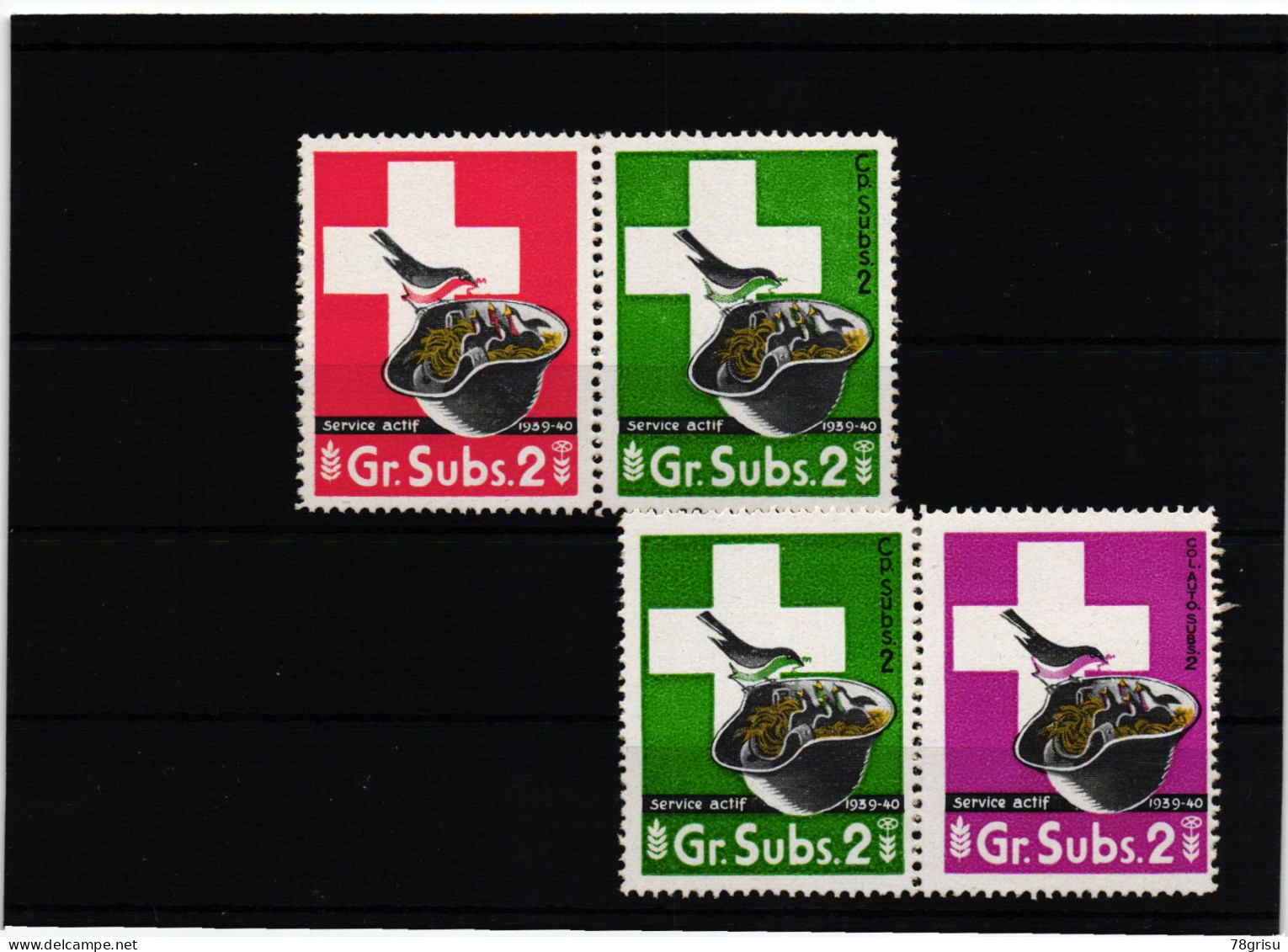Schweiz Soldatenmarken, GR.Subs. Cp.Subs. Col.Auto.Subs. 1939-40 - Vignettes