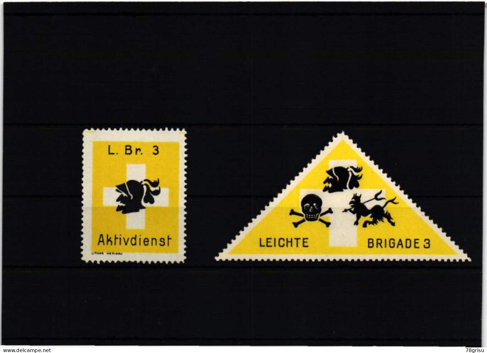 Schweiz Soldatenmarken, LEICHTE BRIGADE 3 L.BR. AKTIVDIENST 1939 1940 - Viñetas