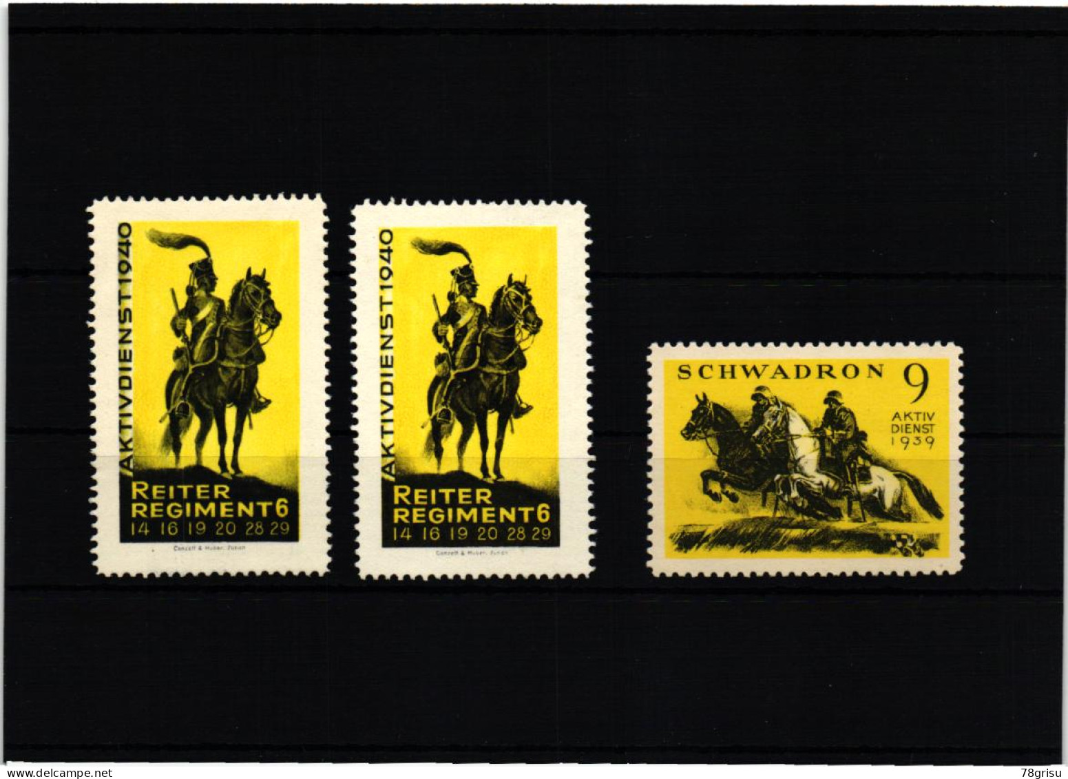 Schweiz Soldatenmarken, Reiter Regiment Schwadron , Aktivdienst 1929 1940 - Viñetas